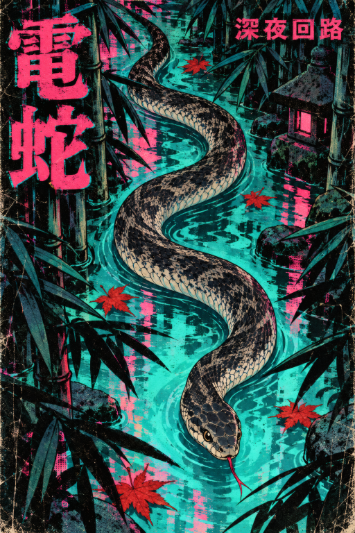 Snake Cyberpunk Teal Neon