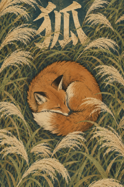 Fox Sleeping Grass Ink