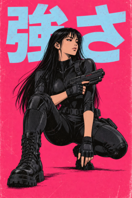 Warrior Woman Pink Crouch