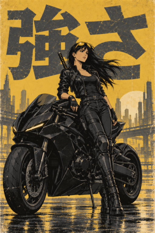 Warrior Woman Motorcycle Gold