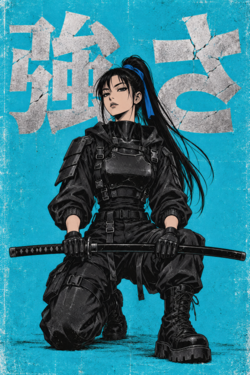 Warrior Woman Teal Crouch