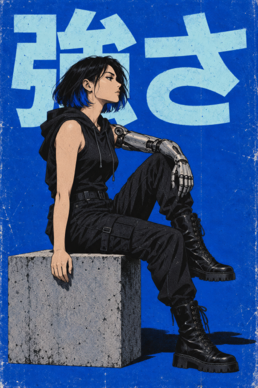Warrior Woman Blue Seated