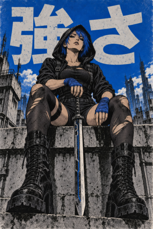 Warrior Woman Hooded Seated
