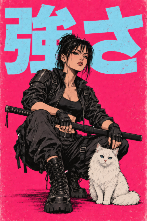 Warrior Woman Pink Cat