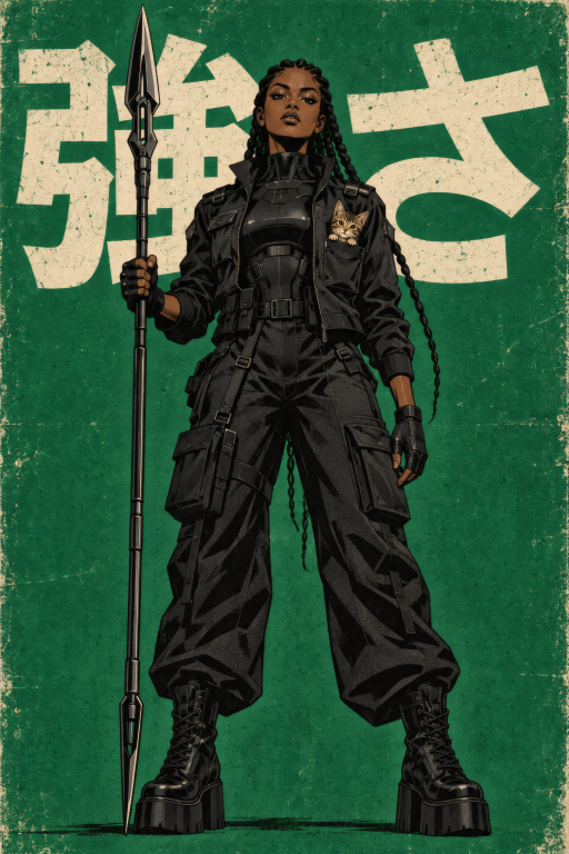 Warrior Black Woman Green Spear