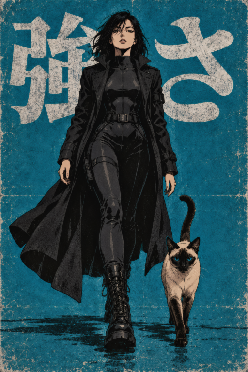 Warrior Woman Coat Cat Teal