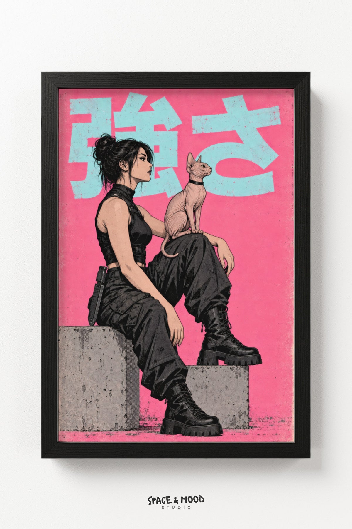 Warrior Woman Pink Cat Sit