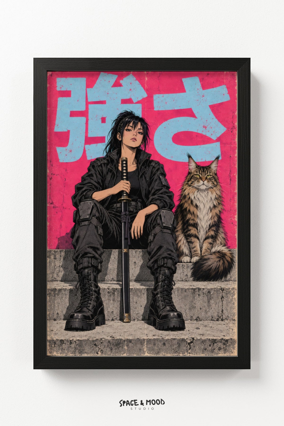 Warrior Woman Sword Cat Steps