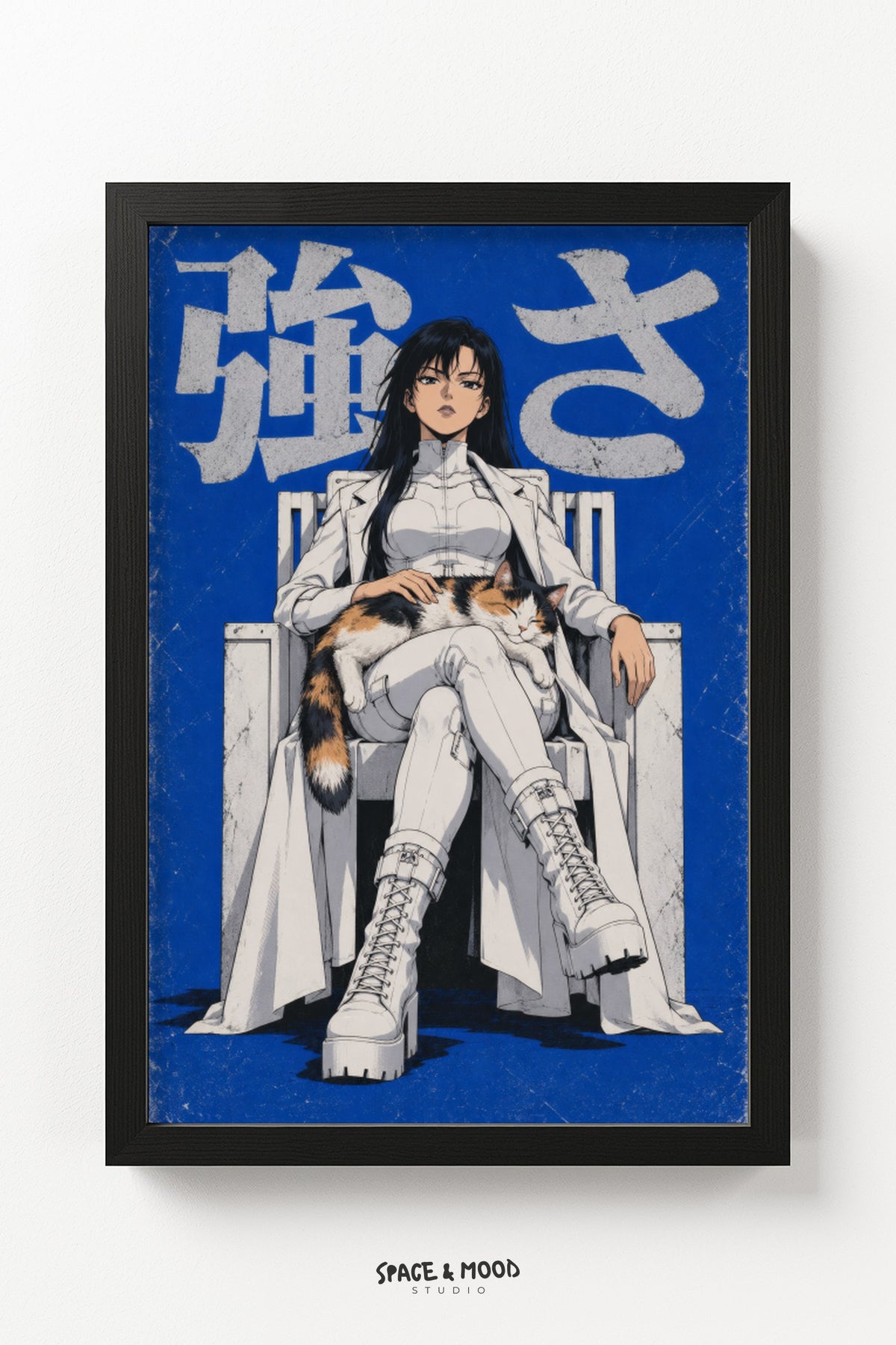 Warrior Woman White Chair Cat