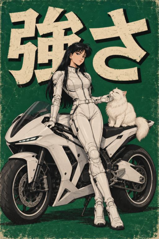 Warrior Woman White Motorcycle