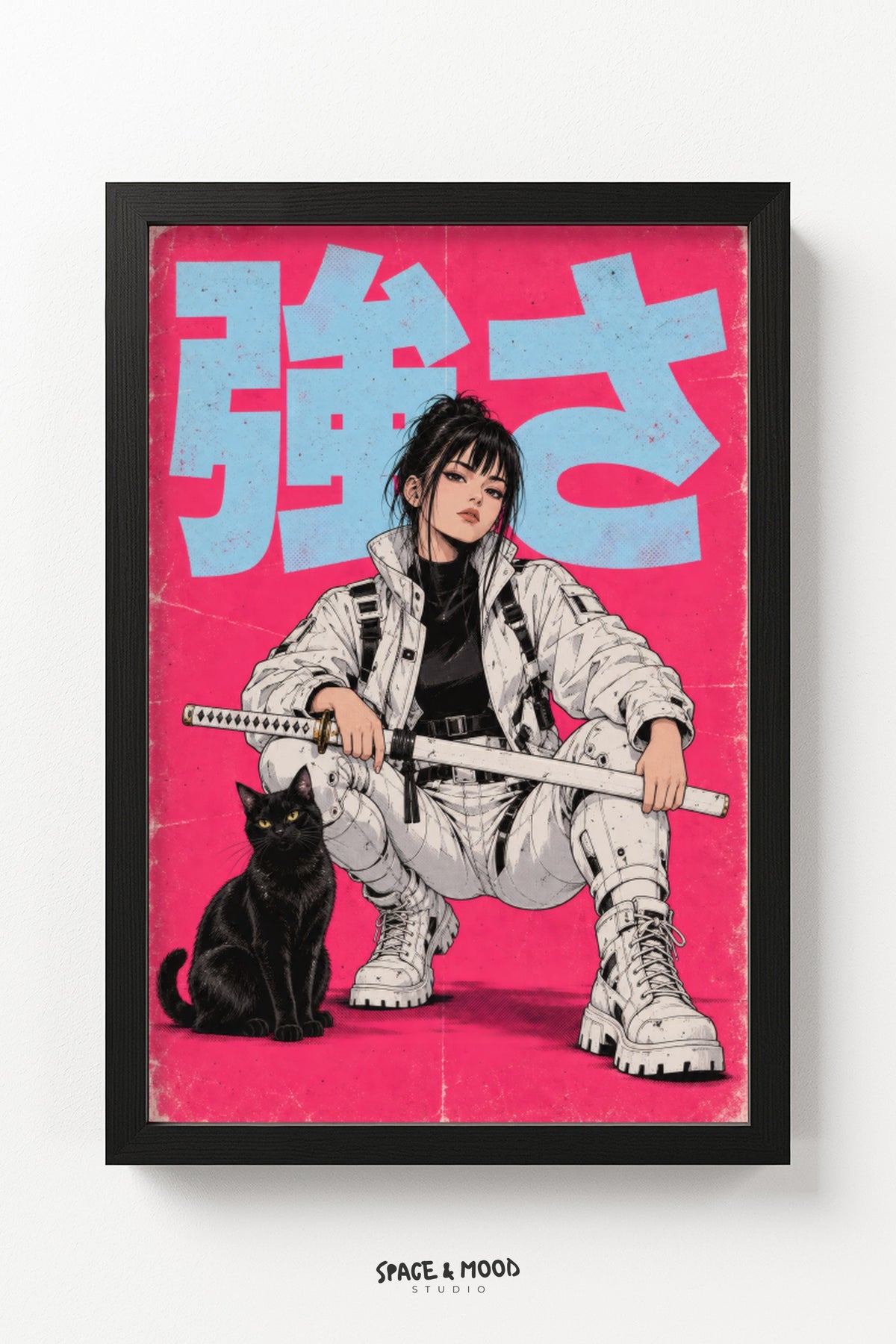 Warrior Woman White Sword Cat