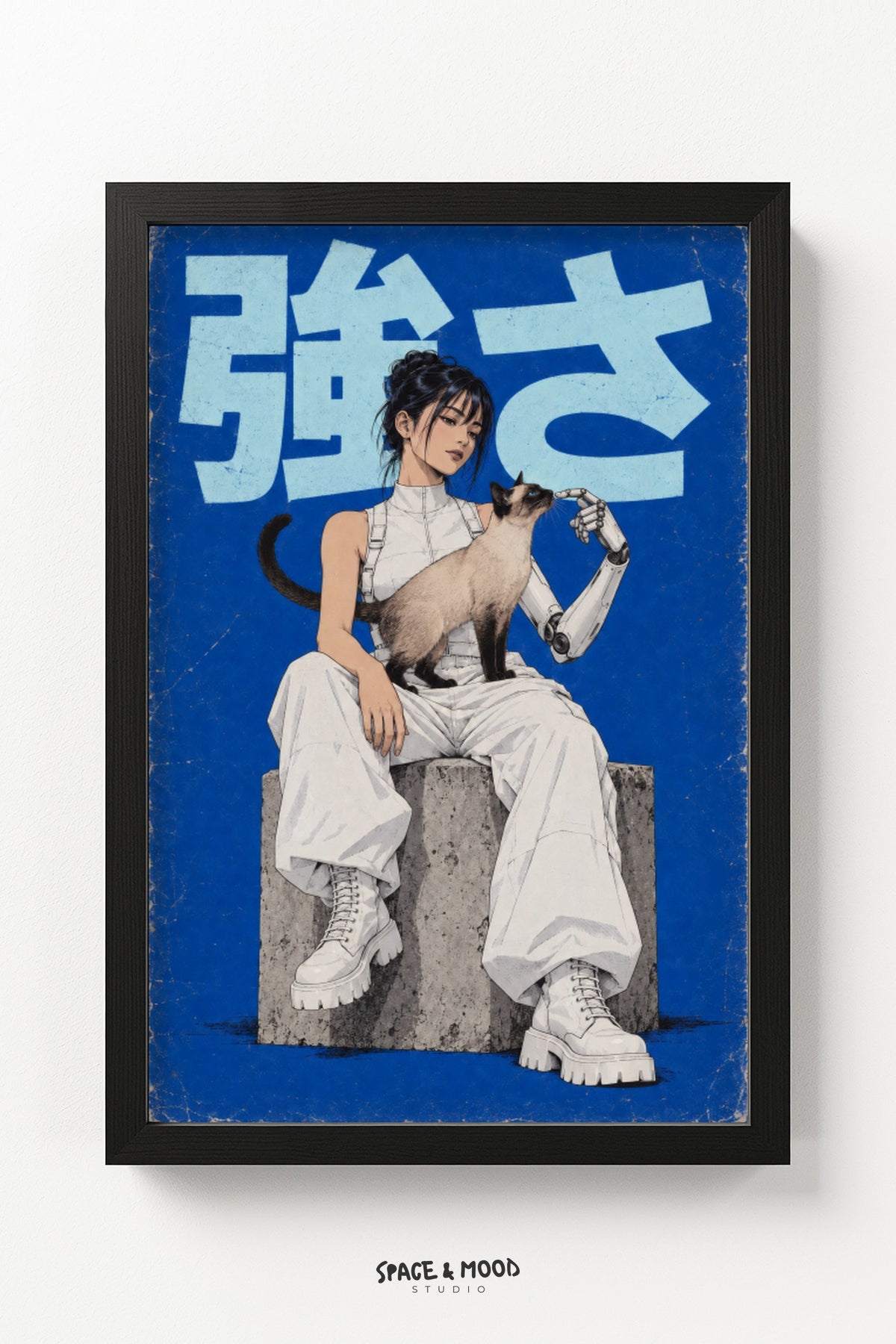 Warrior Woman Blue Cat Pillar