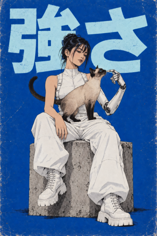 Warrior Woman Blue Cat Pillar
