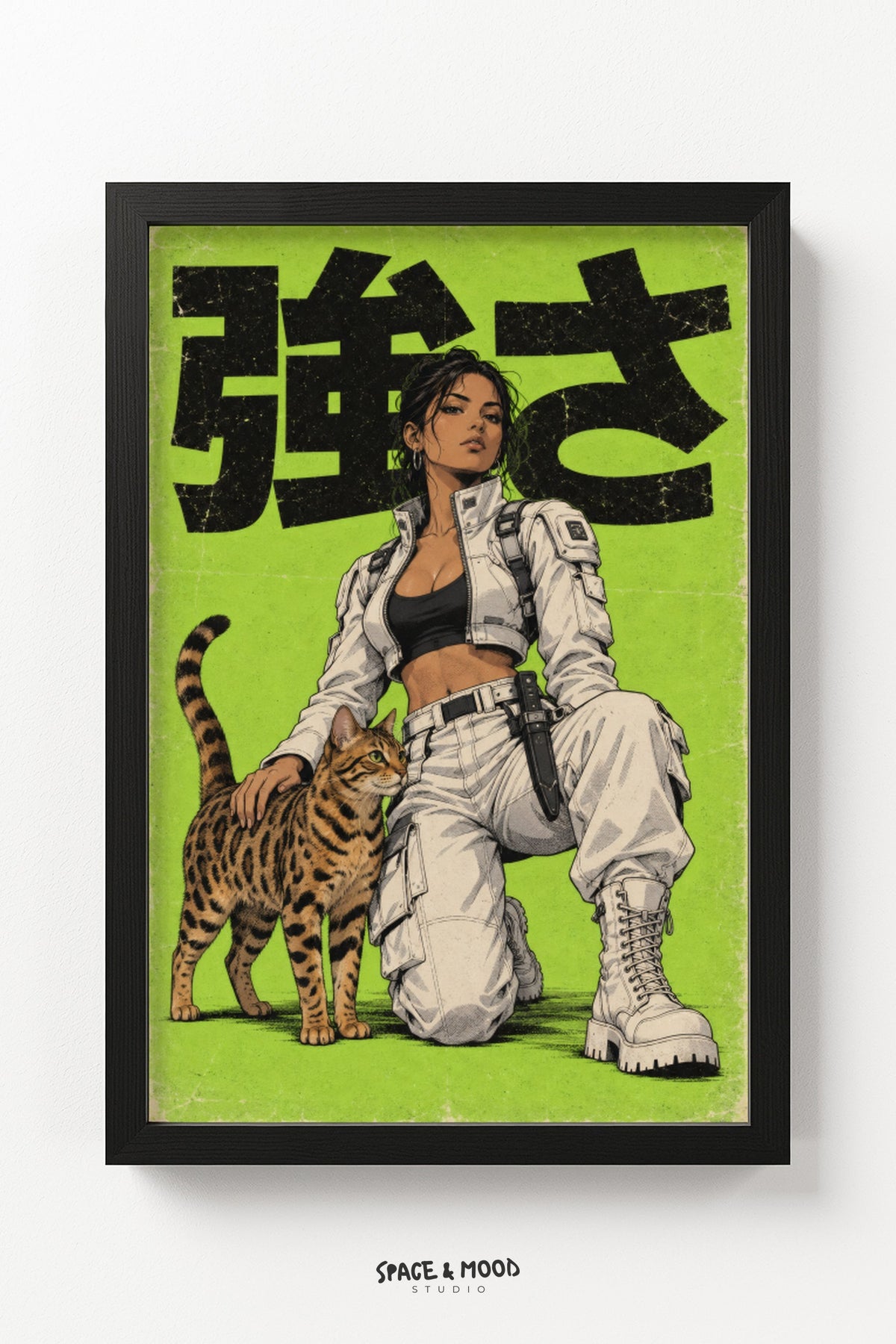 Warrior Woman White Cats Duo