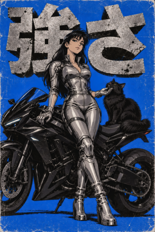 Warrior Woman Silver Motorcycle