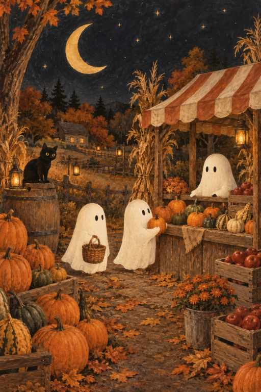 Ghosts Pumpkin Market Autumn