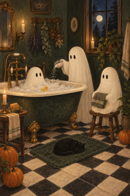Ghosts Bathtub Bathroom Cozy