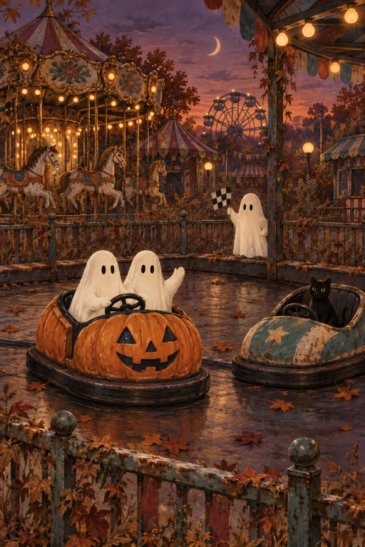 Ghosts Carnival Rides Sunset