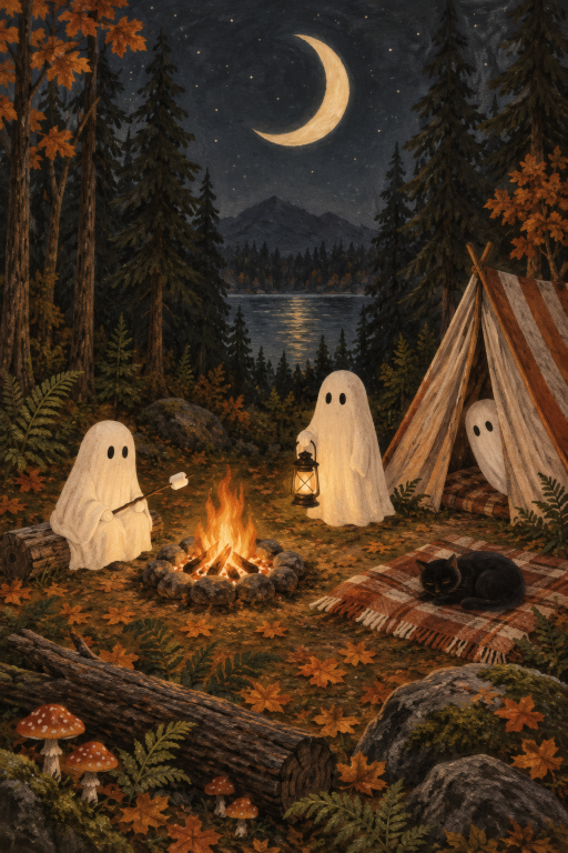 Ghosts Campfire Forest Night