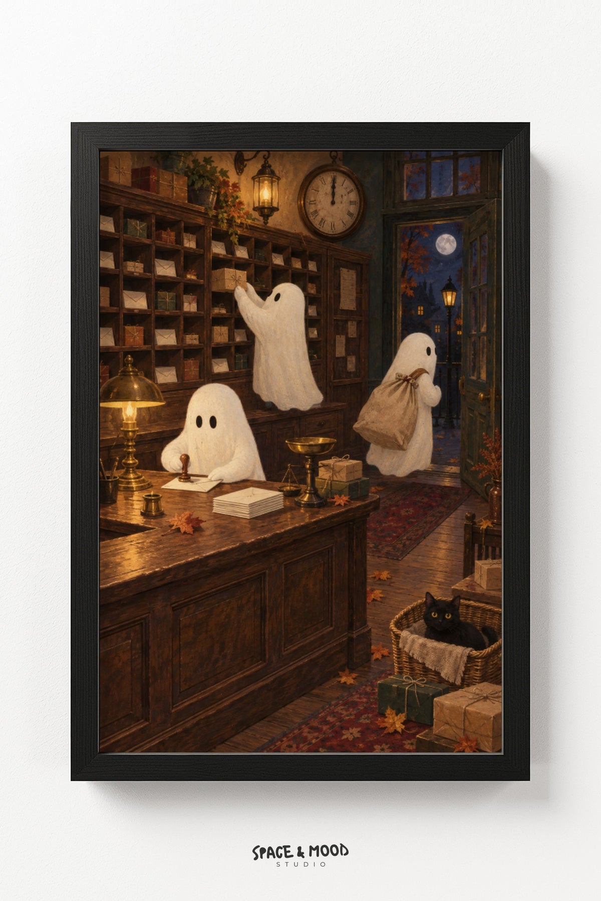Ghosts Study Bookshelf Clock