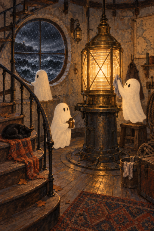 Ghosts Staircase Lantern Moon