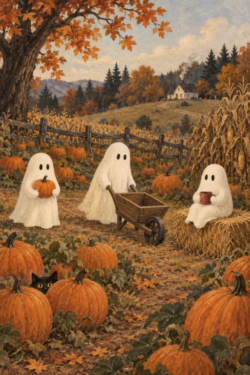 Ghosts Pumpkin Patch Wheelbarrow