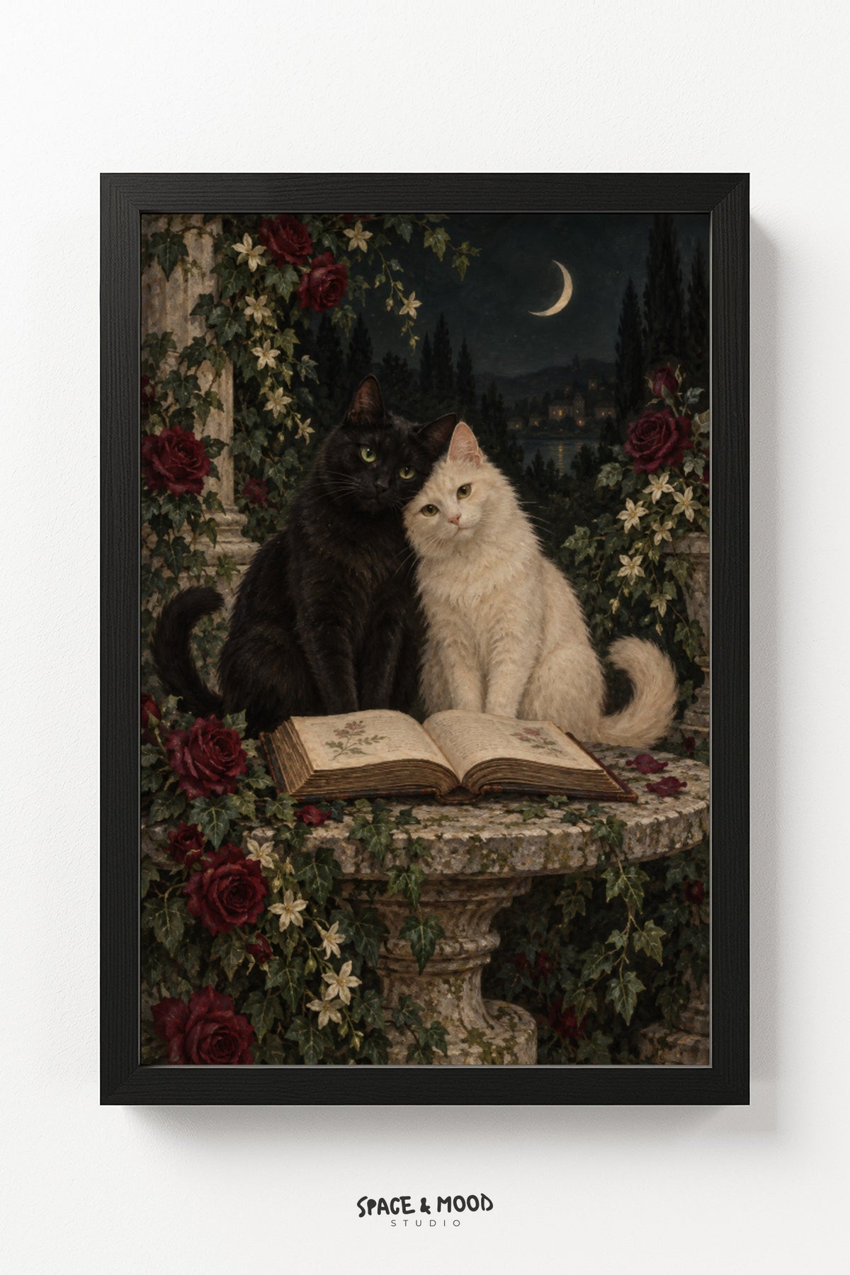 Cats Duo Pedestal Roses