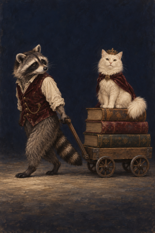Raccoon Cat Cart Books