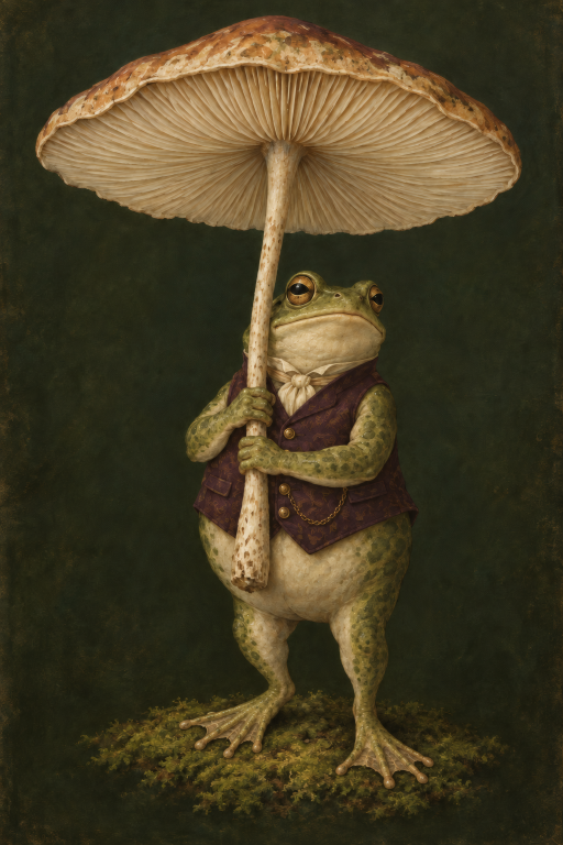 Frog Mushroom Umbrella Victorian