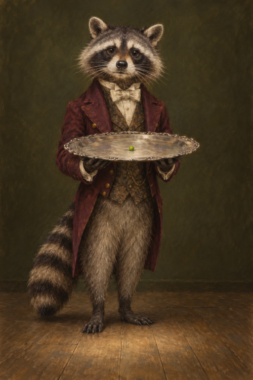 Raccoon Waiter Butler Tray