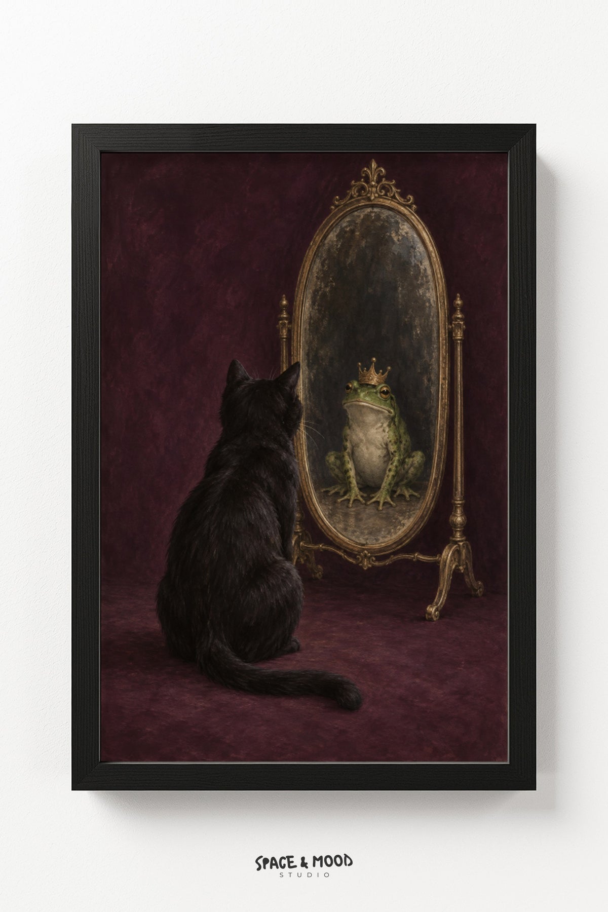 Black Cat Frog Mirror