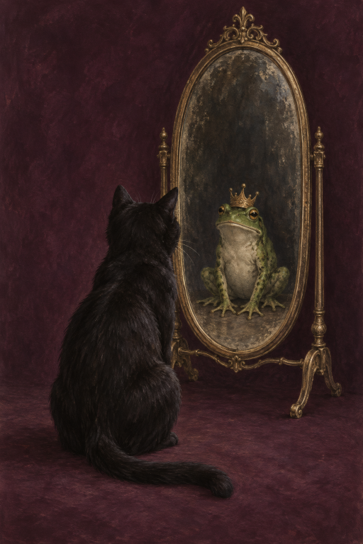 Black Cat Frog Mirror