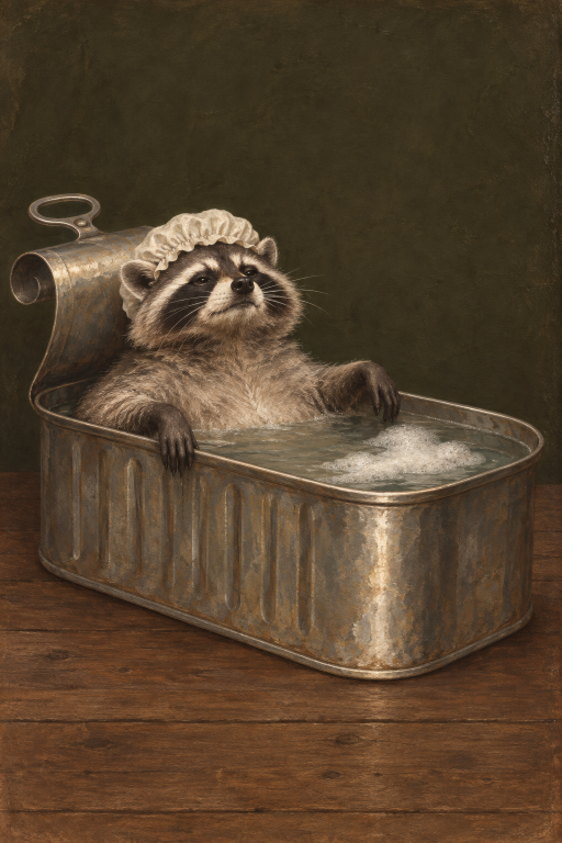 Raccoon Bathtub Tin Victorian