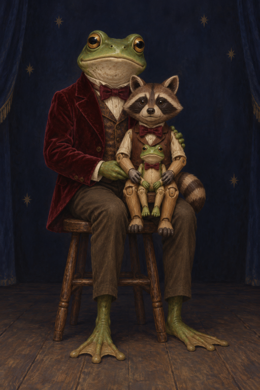 Frog Gentleman & Raccoon Doll