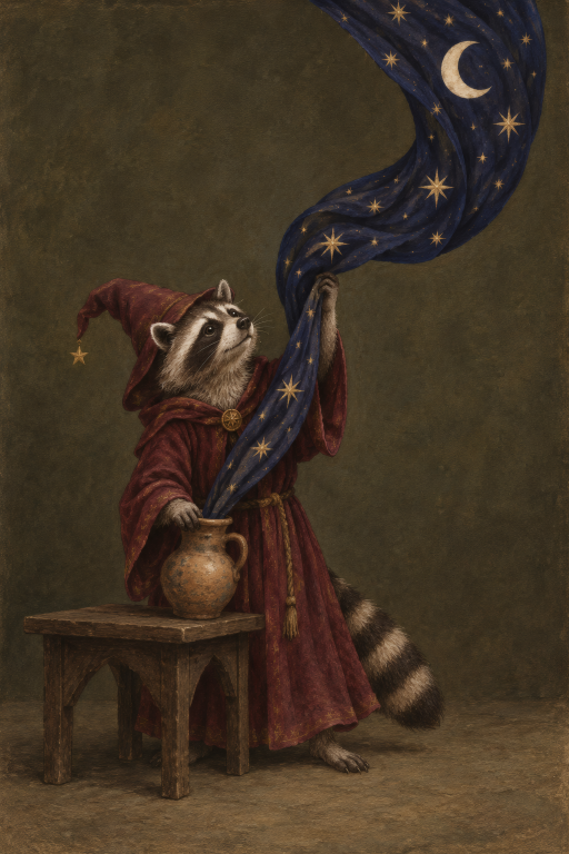 Raccoon Jester Night Sky