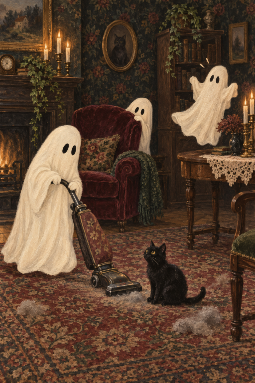 Ghosts Vacuuming Parlor