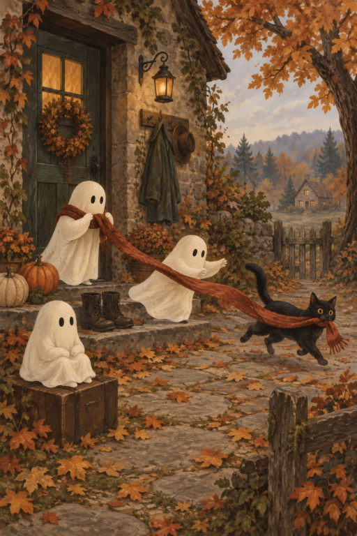 Ghosts Porch Pumpkins