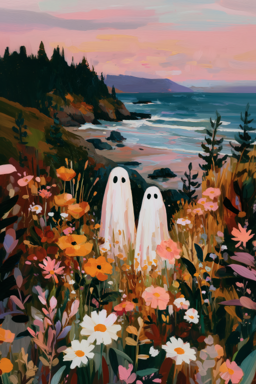 Little Ghosts in a Seaside Wildflower Meadow