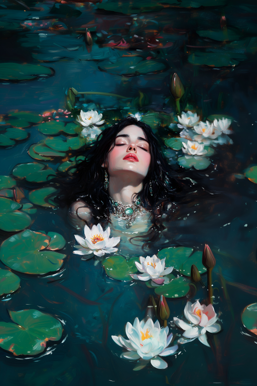 Among White Lilies in Blue Water