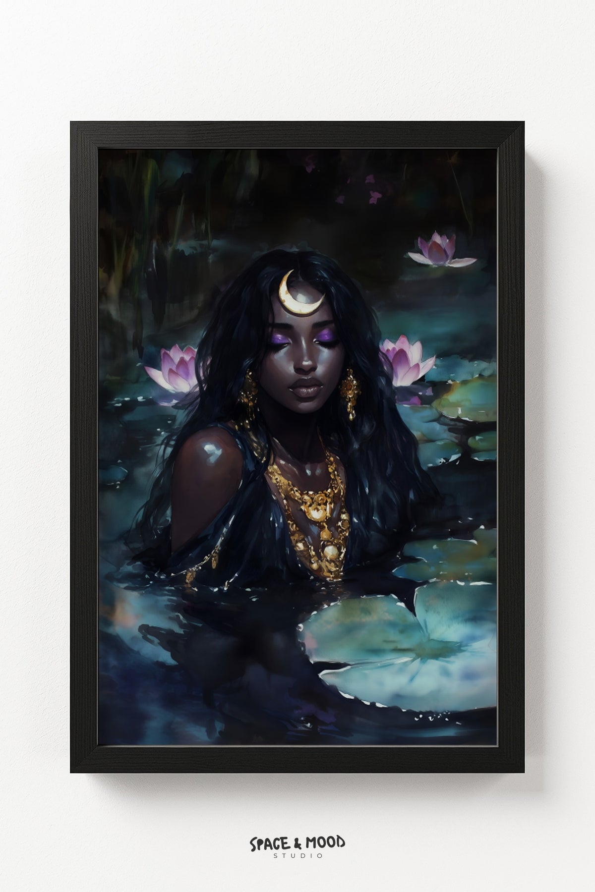 Crescent-Crowned Woman in a Lotus Pond
