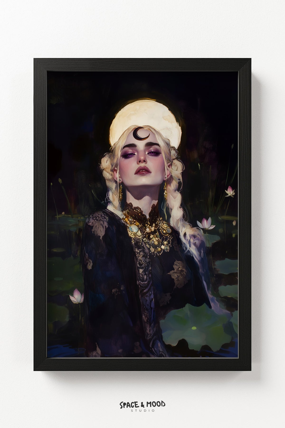 Blonde Moon Priestess with Gold Jewelry