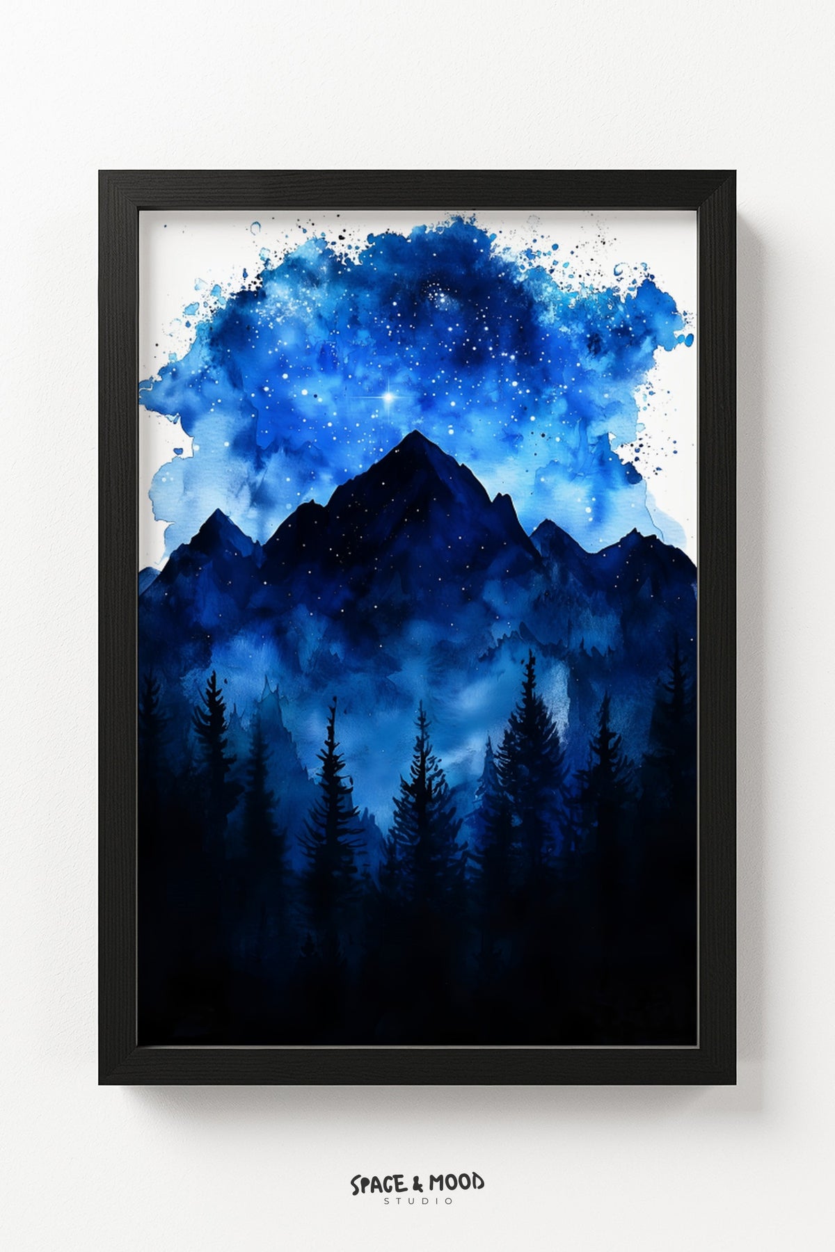 Blue Mountain Forest Beneath a Starry Sky