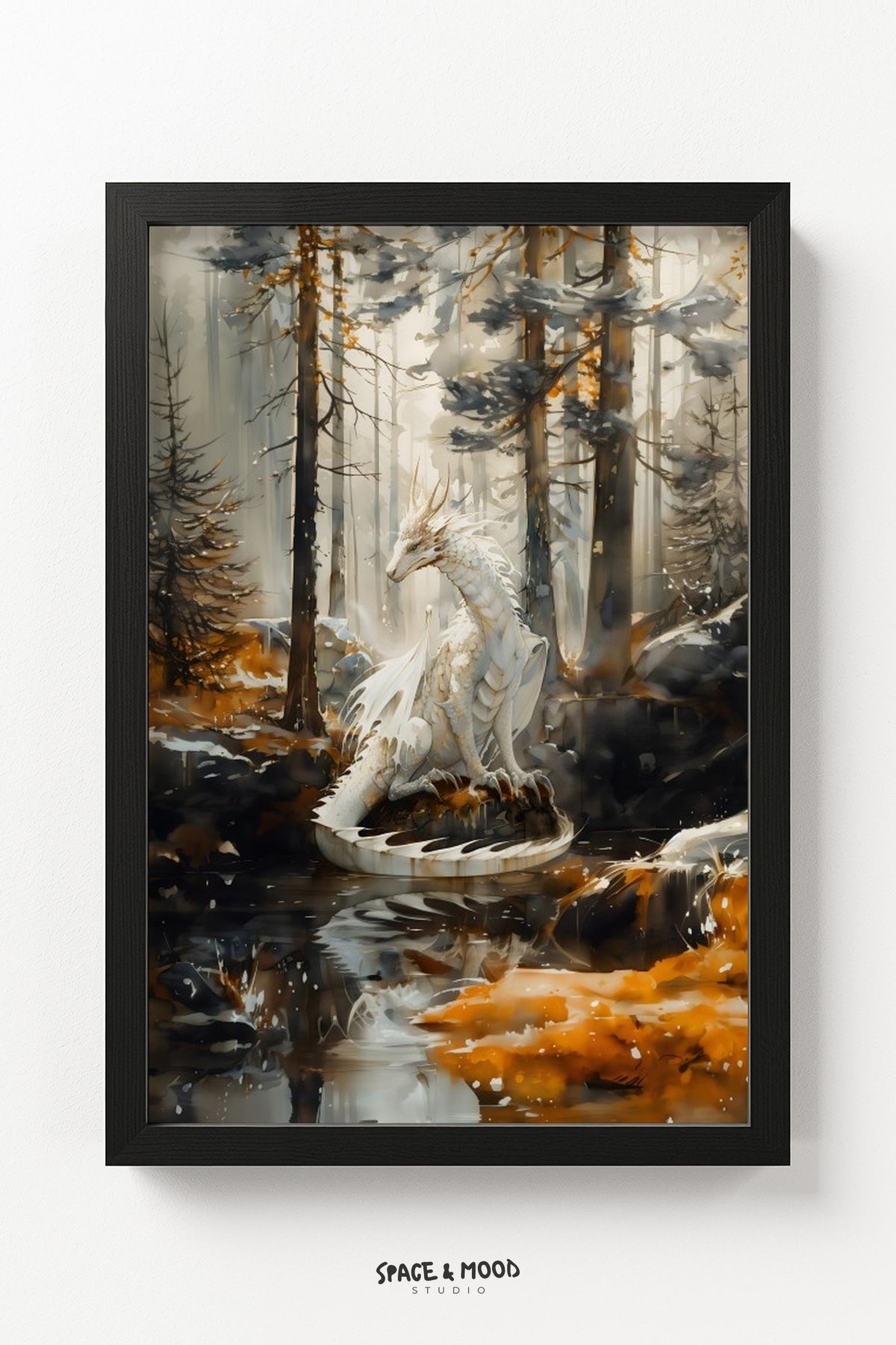 White Dragon Beside a Woodland Stream