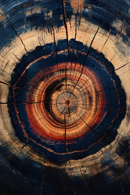 Copper and Navy Wood Growth Rings
