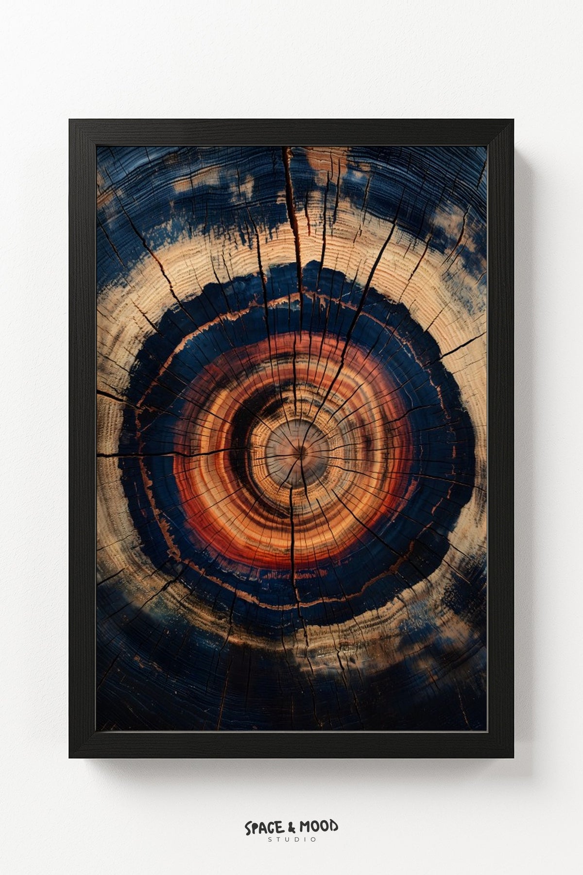 Copper and Navy Wood Growth Rings