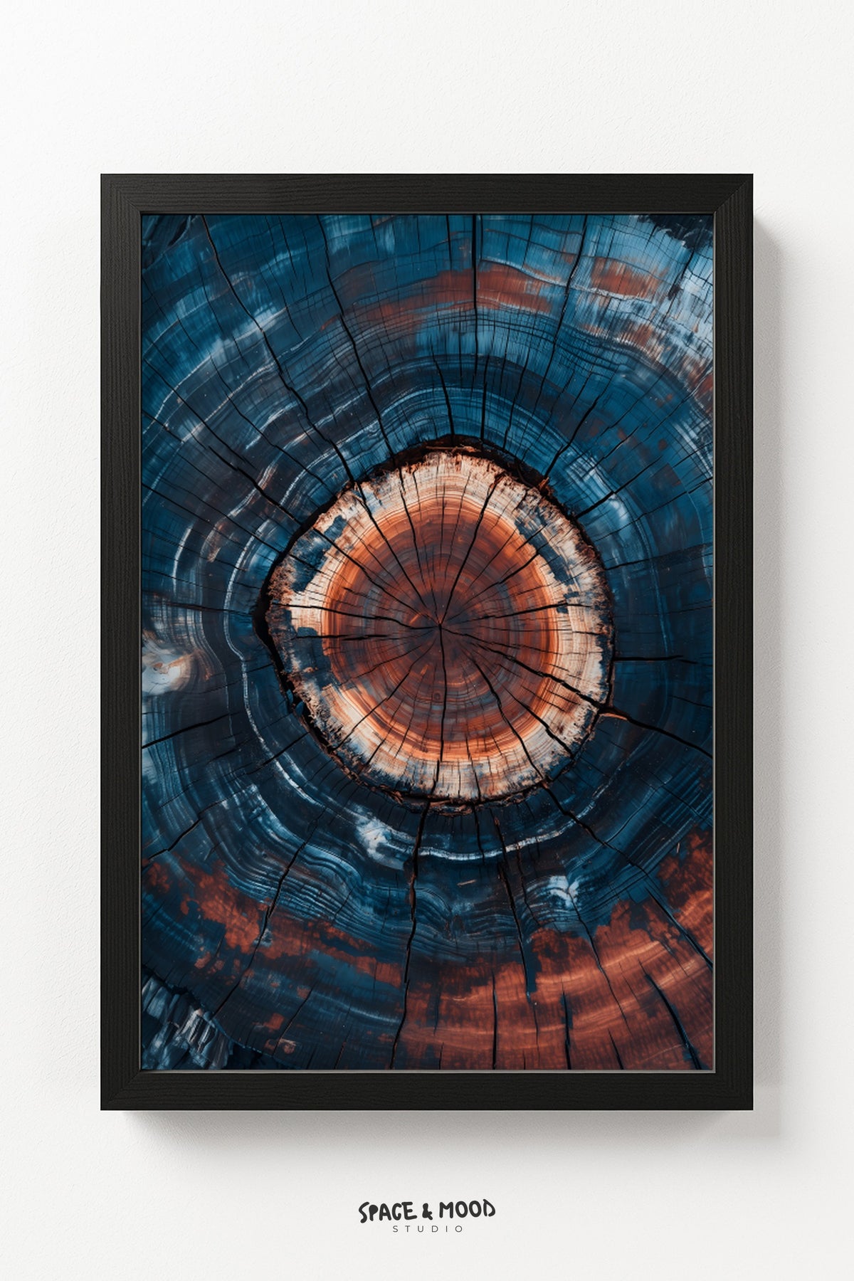 Blue Wood Grain with a Copper Center
