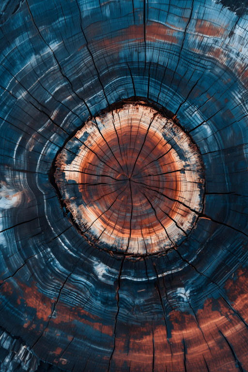 Blue Wood Grain with a Copper Center